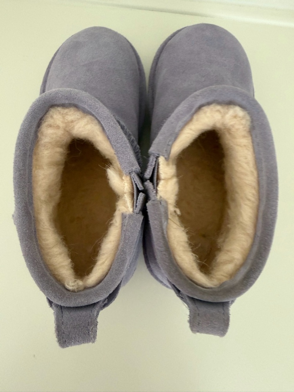 Lilac Suede Shearling-Lined Ankle Bootie for girls size 2